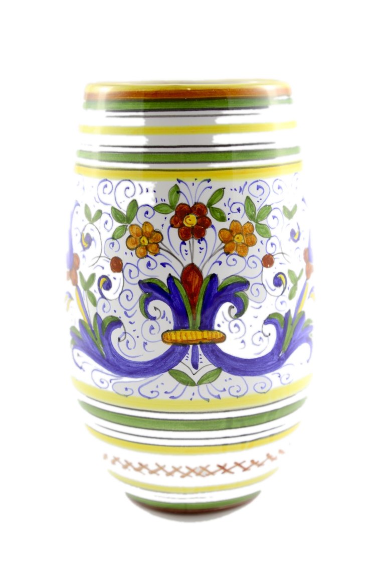 Vaso da fiori in maiolica di Deruta con decoro Ricco Deruta